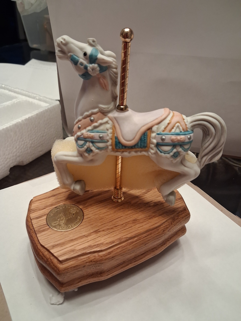 Carousel Music Box - White Horse Figurine (Vintage)
